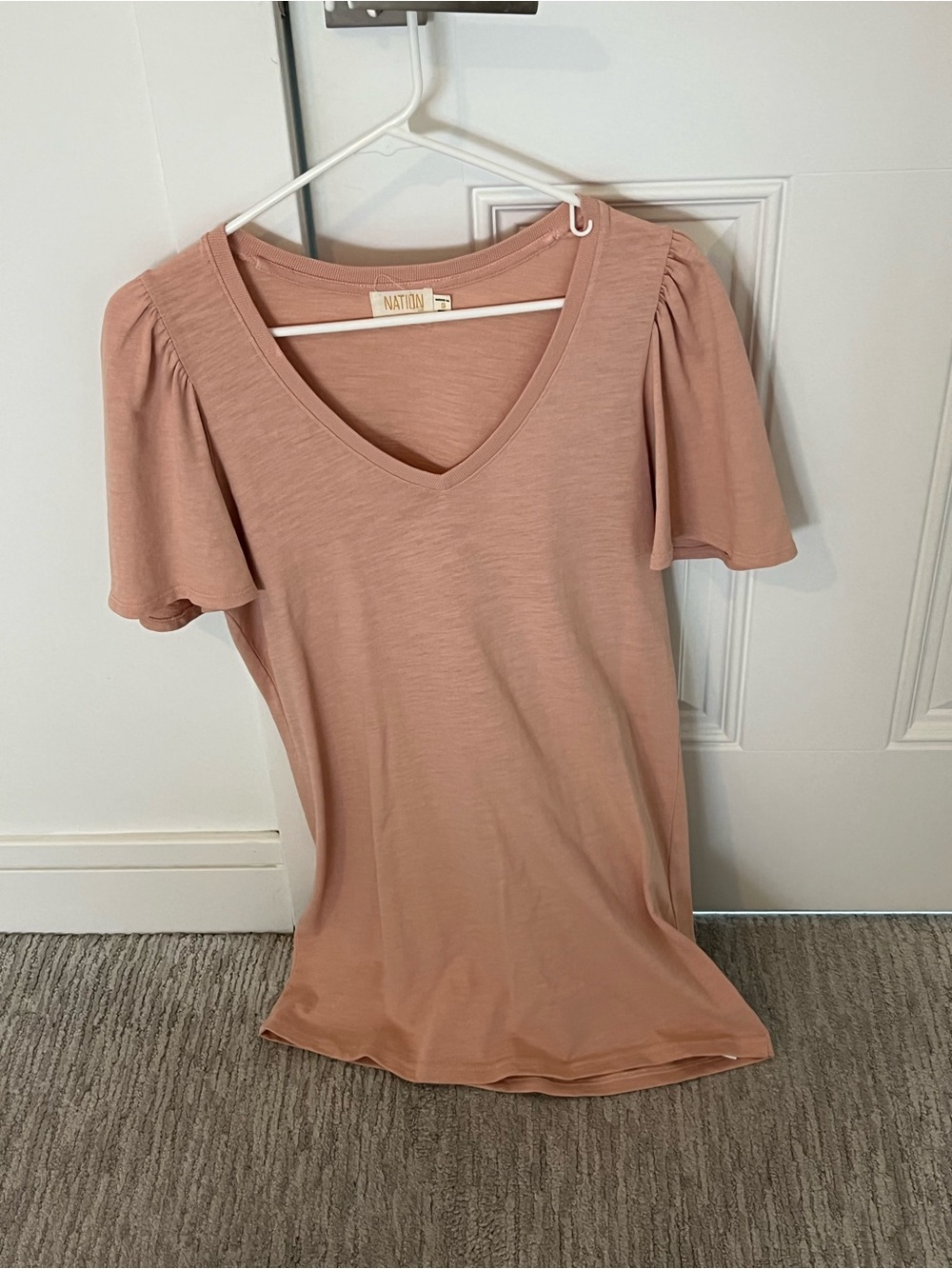 Nation LTD Flutter Sleeve V-Neck Top - Dusty Rose